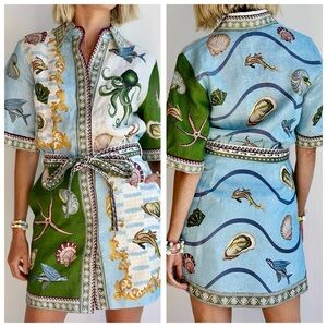 Unbranded White Starfish Mini Shirt Dress